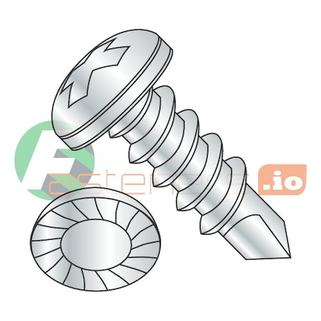 Newport Fasteners Self-Drilling Screw, #8 x 3/8 in, Zinc Plated Steel Pan Head Phillips Drive, 10000 PK 393091